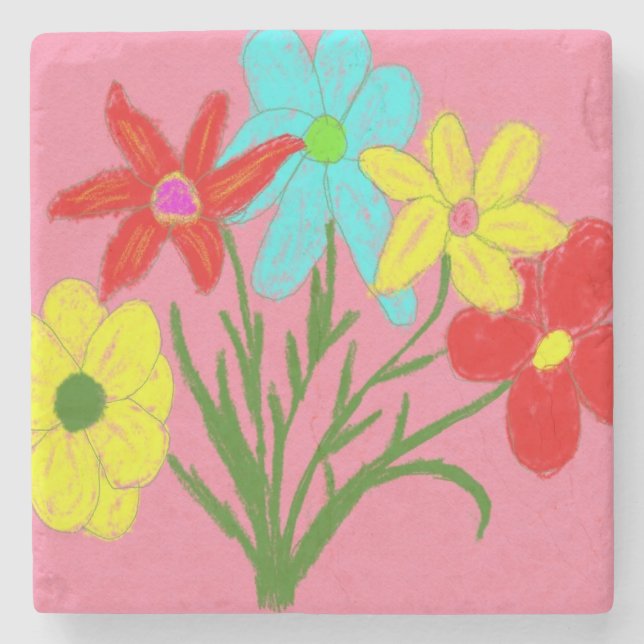 Spring bouquet stone coaster (Front)