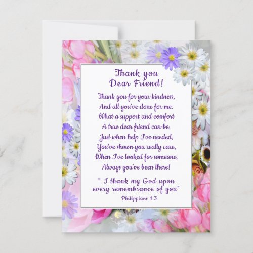 Spring Bouquet Thank You Christian Friend Card