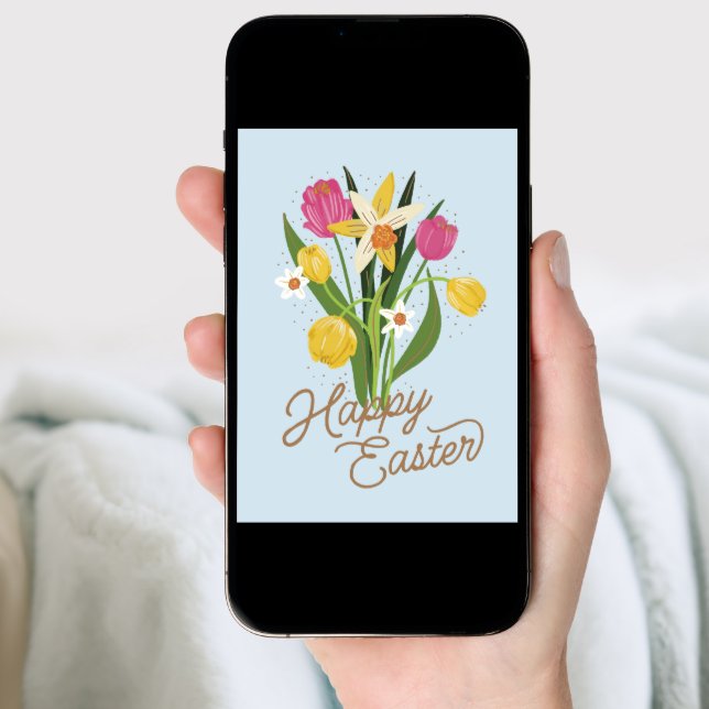 Spring Bouquet Tulip Daffodil Easter Holiday Card (Front Digital)