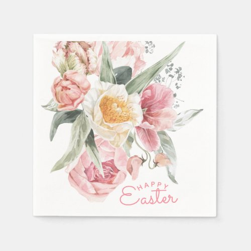 Spring Bouquet  Tulip Watercolor Easter Napkins