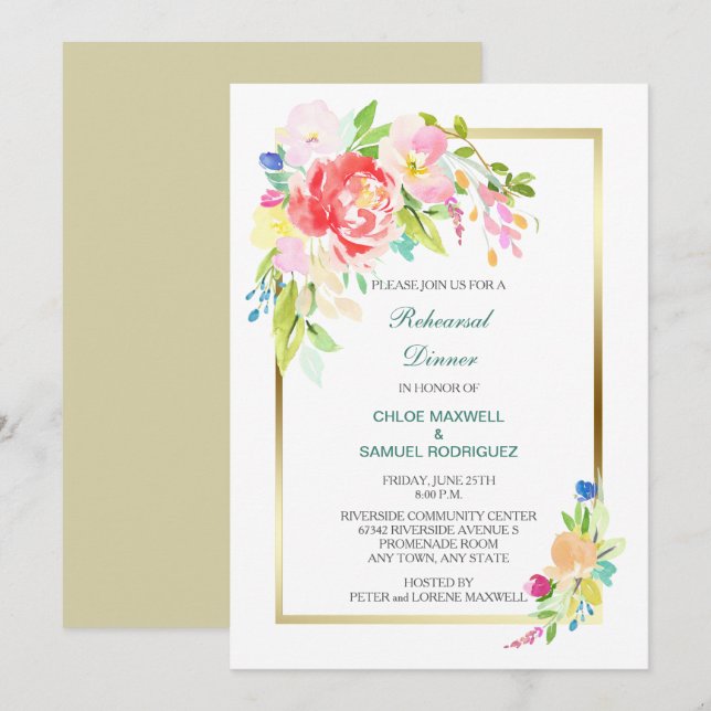 Spring Bouquet Wedding Rehearsal Dinner Invitation (Front/Back)