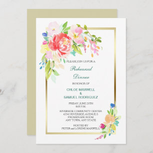 Spring Bouquet Wedding Rehearsal Dinner Invitation