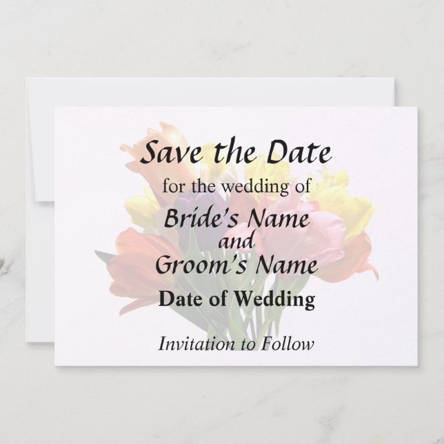 Spring Bouquet With Tulips and Daffodils Save Date Save The Date (Front)