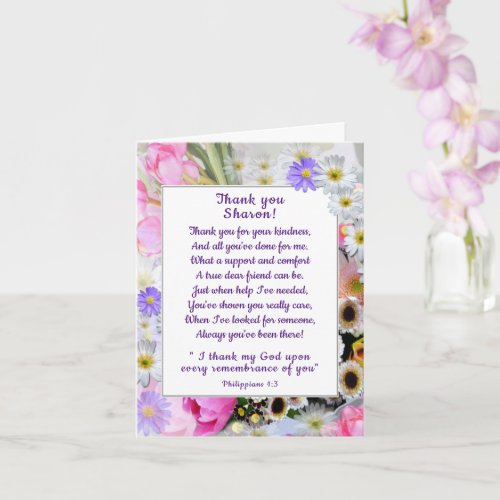 Spring Bouquet You Thank Christian Friend Card