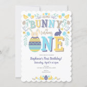 Spring, boy 1st birthday, Easter, Bunny Invitation (Front)