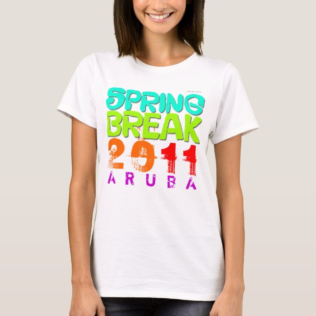 Spring Break 2011 Aruba White T-Shirt (Front)