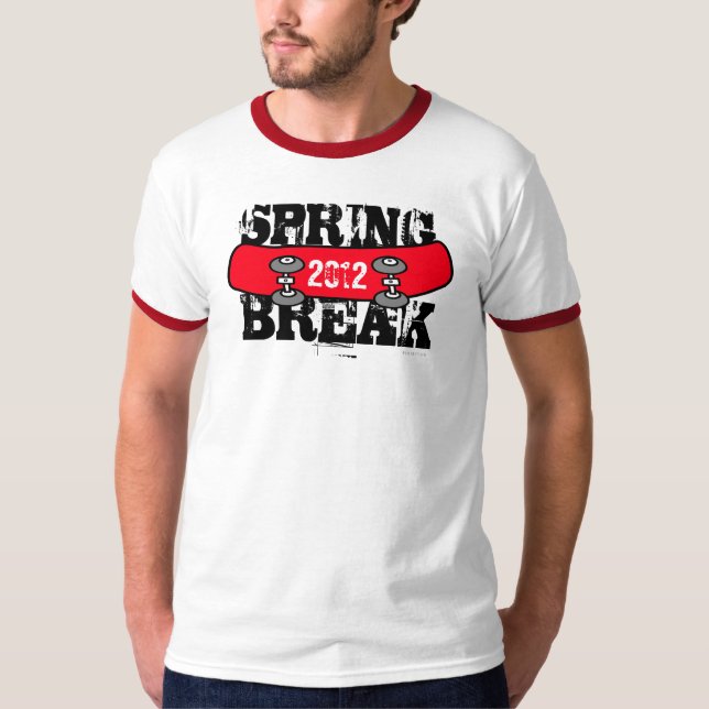 Spring Break 2012 Skateboard Red T-Shirt (Front)