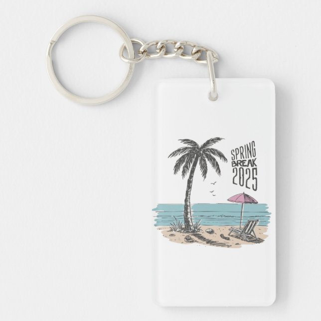 Spring Break 2025 Beach Vibes Keychain (Front)