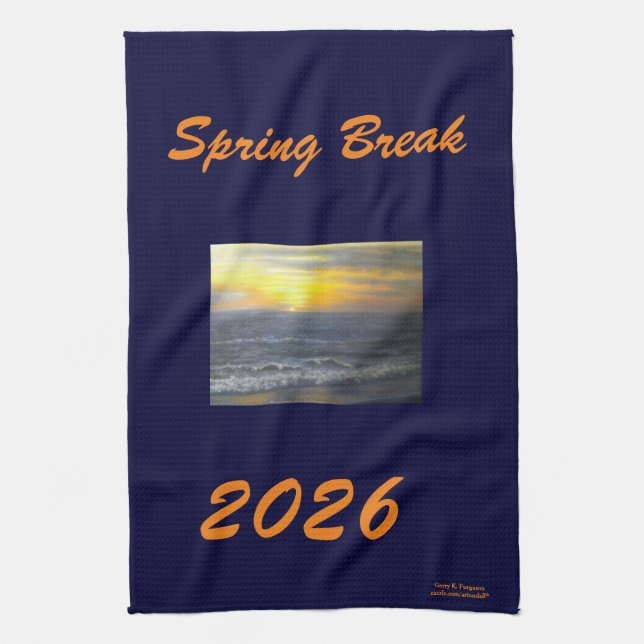 "SPRING BREAK 2026 OCEAN SUNSET KITCHEN TOWEL"  TOWEL (Vertical)