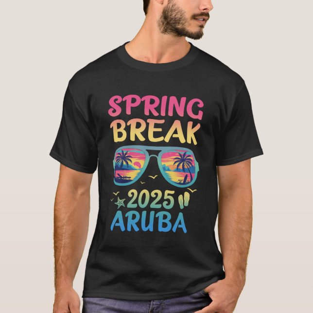 Spring Break Aruba 2025 Vacation Trip Sunglasses S T-Shirt (Front)