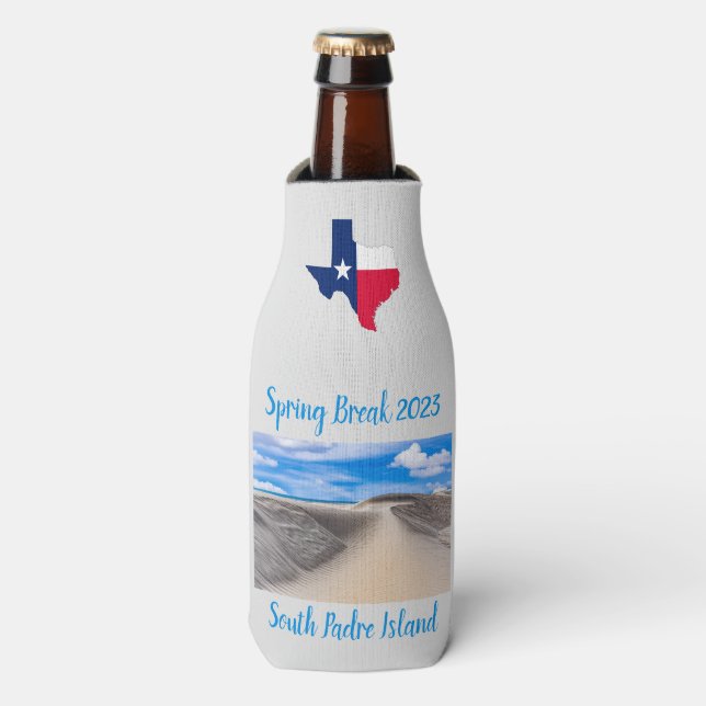 Spring Break at South Padre Island Bottle Cooler (Bottle Front)