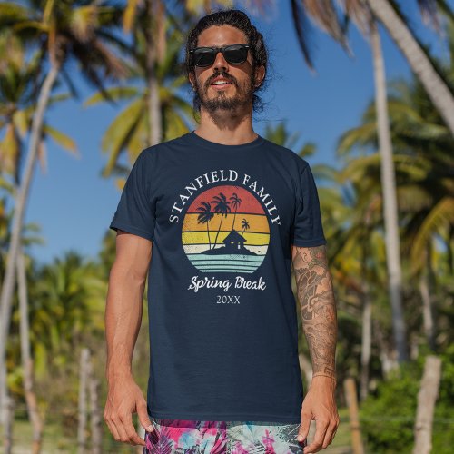 Spring Break Beach Hut Palm Trees Matching Family Tri_Blend Shirt