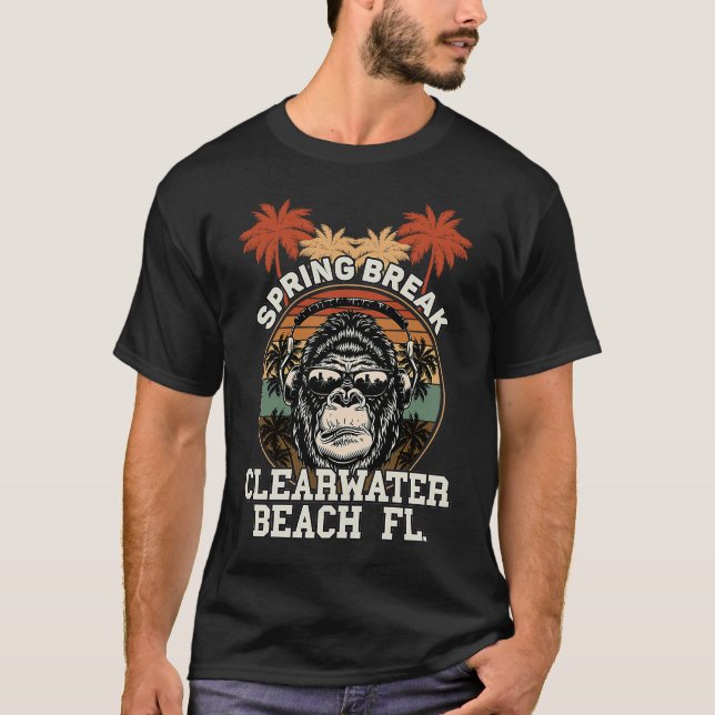 Spring Break Clearwater Beach Fl Gorilla Headphone T-Shirt (Front)