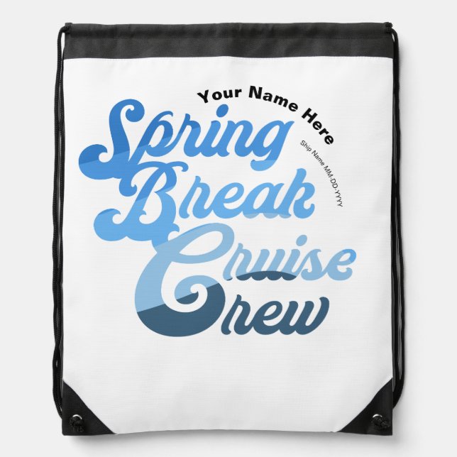 Spring Break Cruise Crew Drawstring Bag (Front)