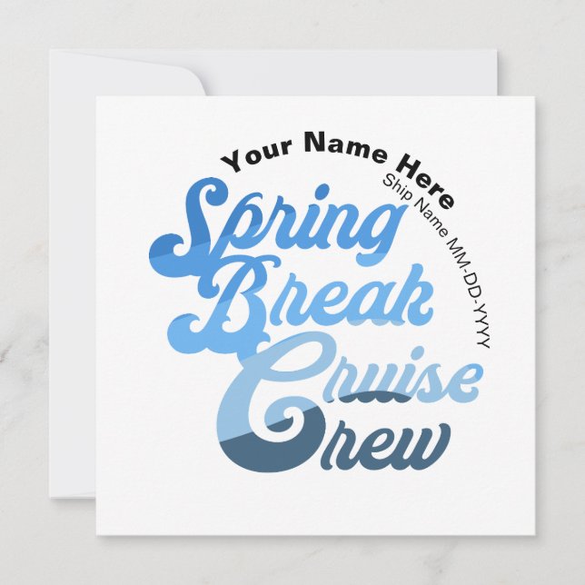 Spring Break Cruise Crew Invitation (Front)