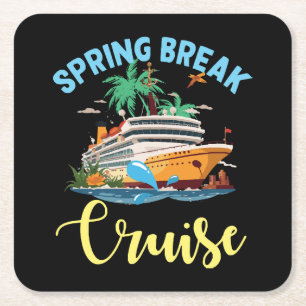 Spring Break Cruise Square Paper Coaster