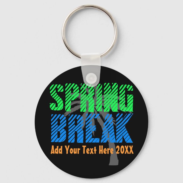 Spring Break Custom Neon Souvenir Keychain (Front)