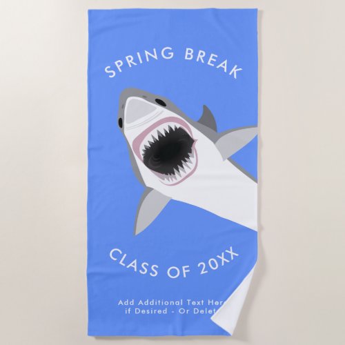 Spring Break Custom Vacation Shark Attack Beach Towel