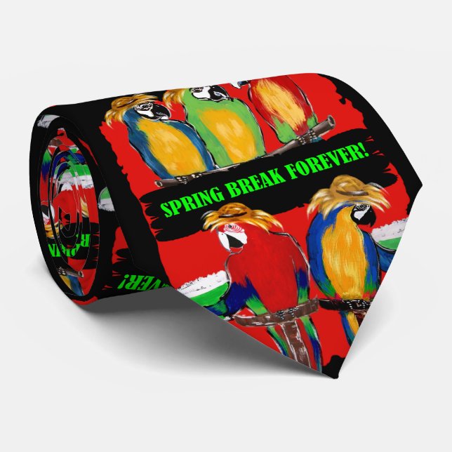 SPRING BREAK FOREVER PARROTS NECK TIE (Rolled)