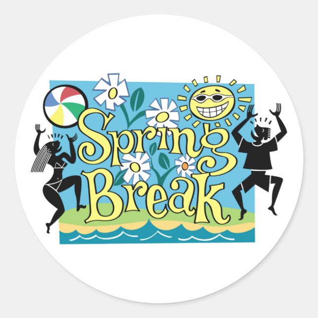 Spring Break Fun Design Classic Round Sticker (Front)