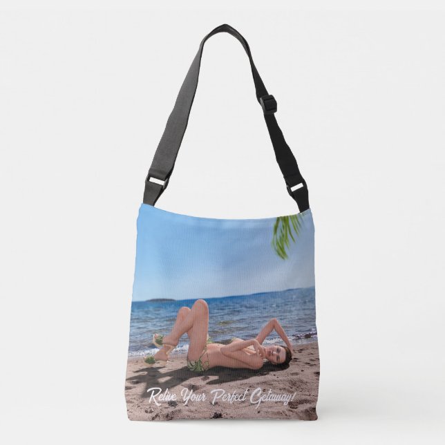 Spring Break Girl Lying on Sandy Beach Crossbody Bag (Front)