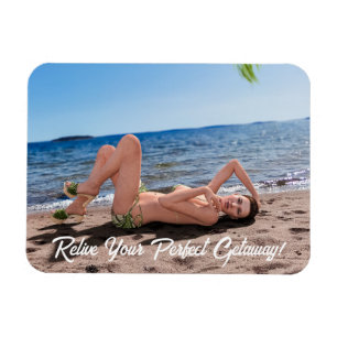 Spring Break Girl Lying on Sandy Beach Magnet