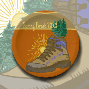 Spring break Hiker Personalized Camping Picnic Paper Plates