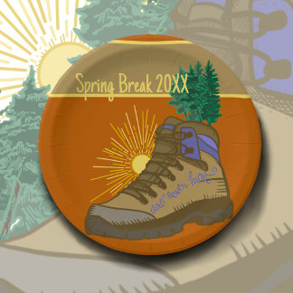 Spring break Hiker Personalized Camping Picnic Paper Plates