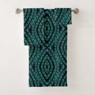 Spring Break Leaves Turquoise Colored Art Design Bath Towel Set