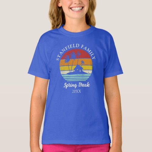 Spring Break Palm Trees Beach Hut Family Matching T_Shirt