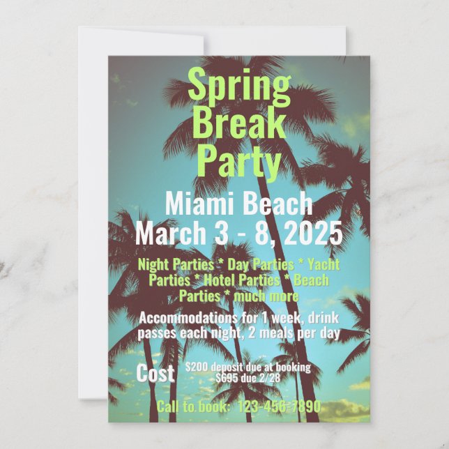 Spring Break Party Invitation (Front)
