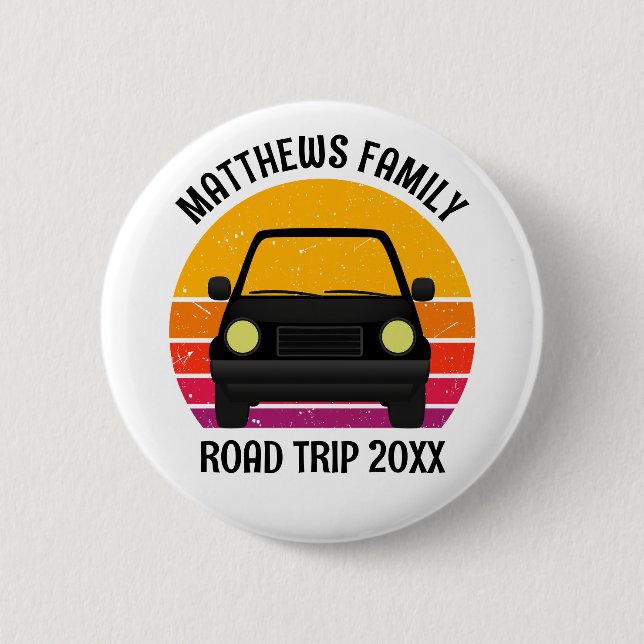 Spring Break Road Trip Sunset Customized Button (Front)