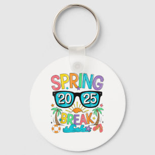 Spring Break Squad Crew Vintage 2025 Beach Palm Fa Keychain