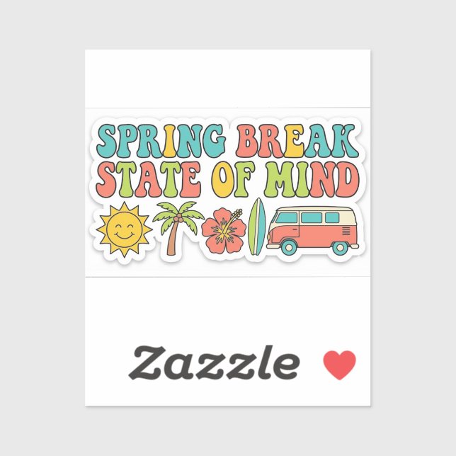 Spring Break State of Mind Aesthetic Beach Sticker (Sheet)