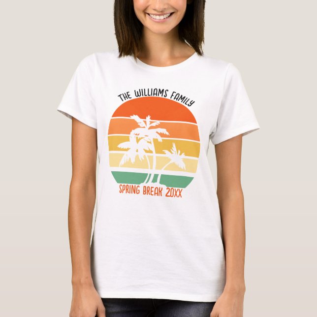 Spring Break Trip Beach Sunset Custom Family T-Shirt (Front)