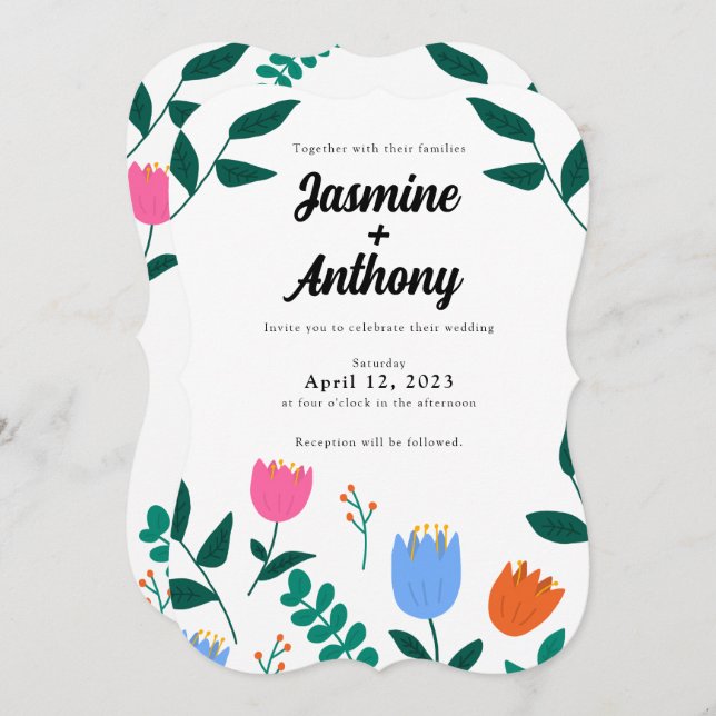 Spring Breeze Patch Wedding Invitation (Front/Back)