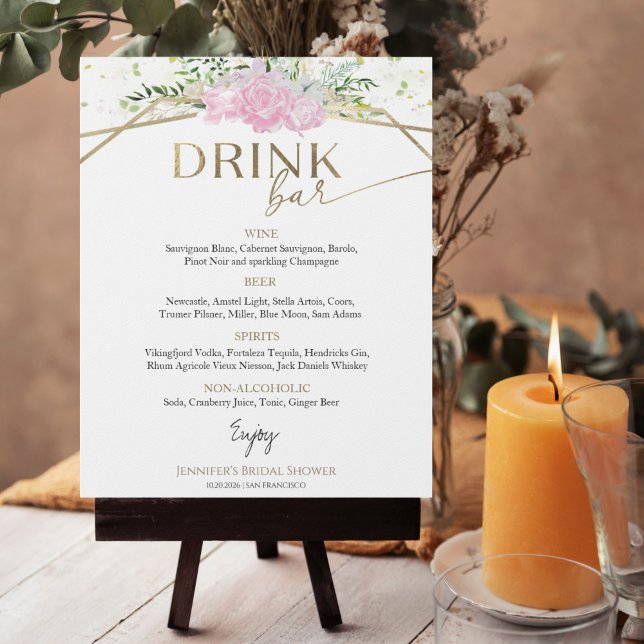 Spring Bridal Shower Drinks Menu Sign Wildflower (Creator Uploaded)