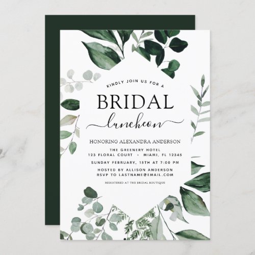 Spring Bridal Shower Luncheon Greenery Invitation