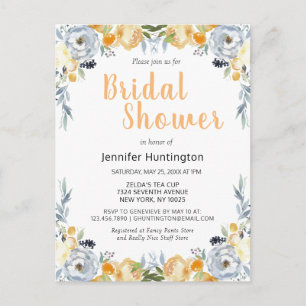 Spring Bridal Shower Peach Floral Boho Postcard
