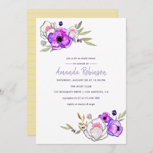 Spring Bridal Shower watercolor floral Invitation