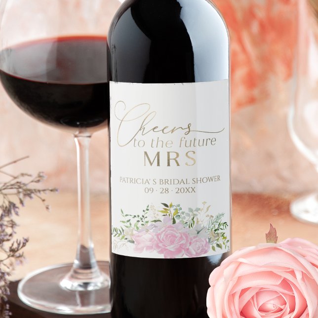 Spring Bridal Shower Wine Label Wildflower Gilded (Creator Uploaded)