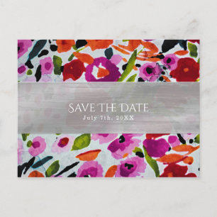 Spring Bright Flowers Bridal Shower Save the Date Announcement Postcard