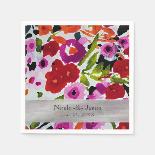 Spring Bright Flowers Floral Bridal Shower Party Napkins