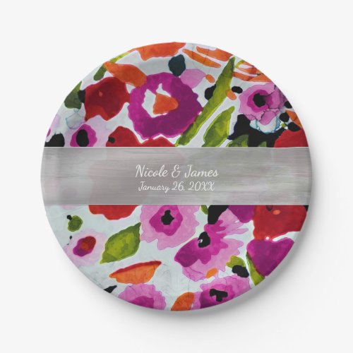 Spring Bright Flowers Floral Bridal Shower Plates