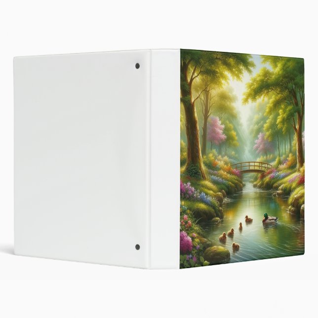 Spring brook with ducks/flowers 3 ring binder (Background)