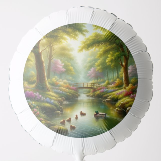 Spring brook with ducks/flowers balloon (Front)