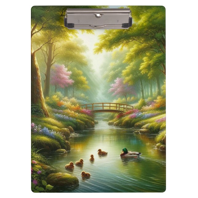 Spring brook with ducks/flowers clipboard (Front)