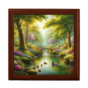 Spring brook with ducks/flowers gift box