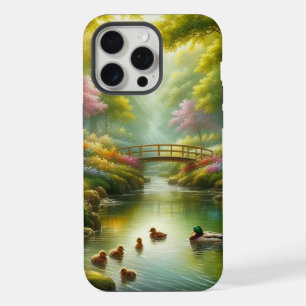 Spring brook with ducks/flowers iPhone 15 pro max case