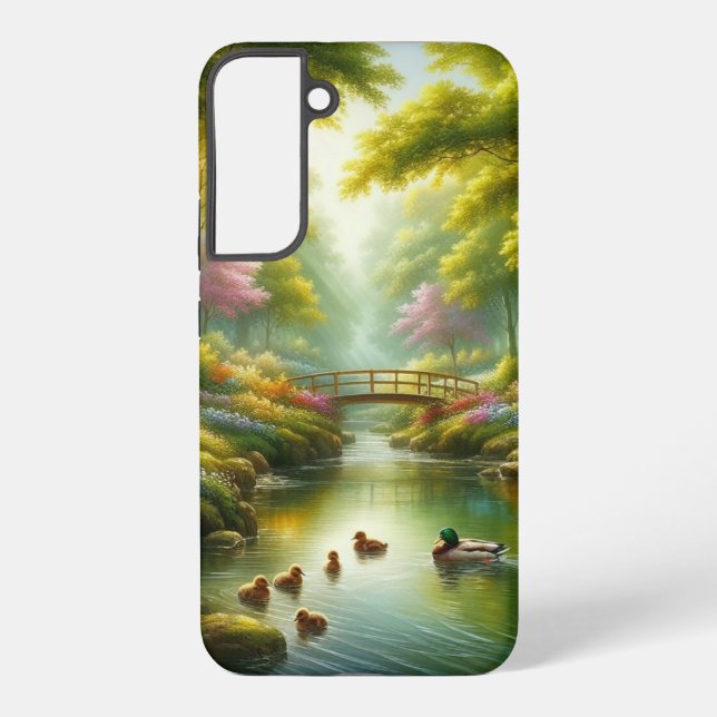 Spring brook with ducks/flowers samsung galaxy case (Back)